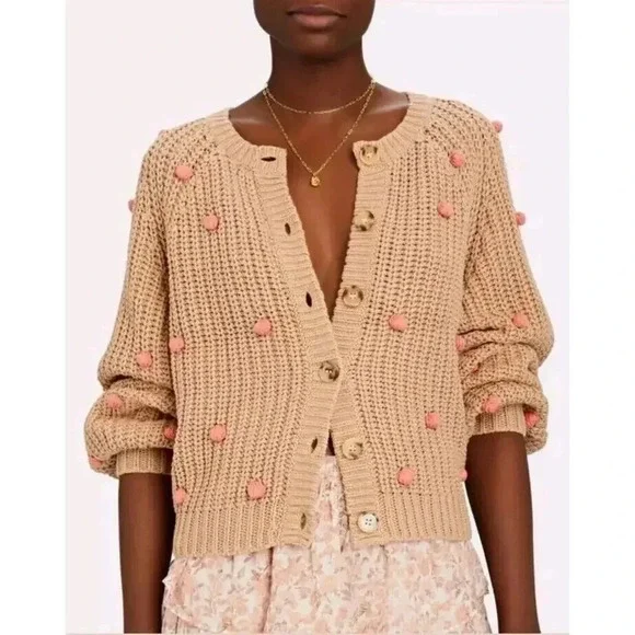 The Great Pink Bobble Sophomore Crew Neck Knitted Cardigan Sweater Sz 1 …